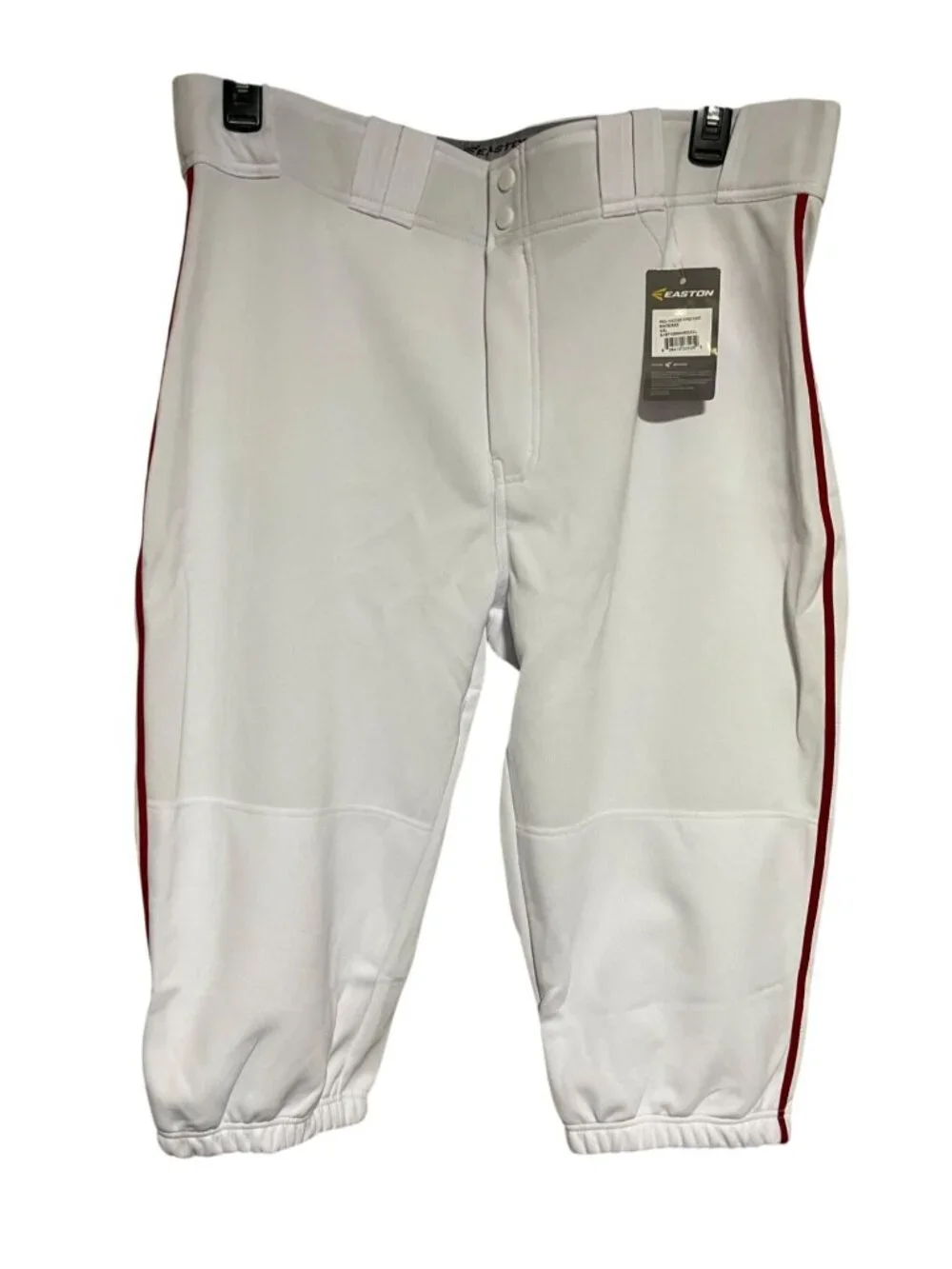 Easton Pro+ Knicker Mens Baseball Pants XXL White/Red Piped Elastic Hem